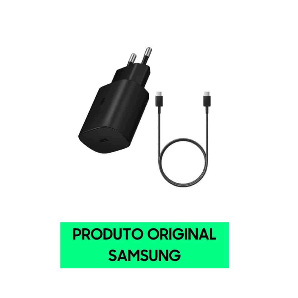 Carregador Samsung Original Tipo C Duas Pontas – Preto (Cabo + Fonte) 25W